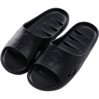 BAIHOU 白猴侧漏水亲子款男女儿童浴室透气防滑家庭用休闲捞鱼拖鞋 T-21 黑色 40-41