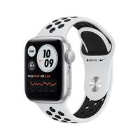 Apple 苹果 Watch SE 智能手表 40mm  GPS版 银色铝金属表壳 白金配黑耐克硅胶表带 (心率、GPS、扬声器)