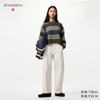 优衣库合作款/女装廓形裤/弯刀镰刀裤子479767 30 浅米色 S