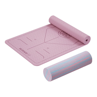 朗威泡沫轴女士家用瑜伽滚轴肌肉放松瑜伽柱实心狼牙棒按摩滚轮 粉蓝色泡沫轴+珊瑚粉瑜伽垫 45cm