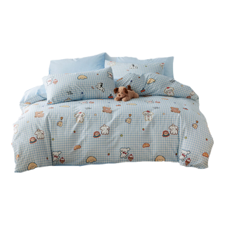 多喜爱 家纺多巴胺四件套 嗨皮小狗  1.2米床 床单款 （被套152*218cm）