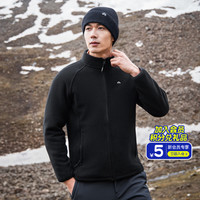 Pioneer Camp 户外抓绒衣男立领秋冬季加绒加厚内胆摇粒绒外套中老年男士颗粒绒 黑色（男款） L