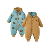 迷你巴拉巴拉 婴儿外出连体衣秋冬宝宝保暖加绒两面穿冬季新款爬服
