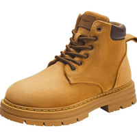 热风 男士纯色厚底休闲马丁靴