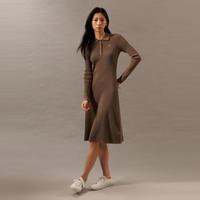 卡尔文·克莱恩 CK Jeans春夏女士气质休闲通勤四粒扣显瘦A字针织POLO长裙连衣裙