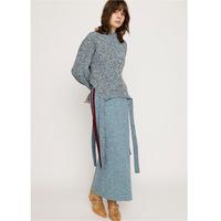 SLY 秋冬高腰侧绑带后开叉直筒针织半身裙030GAZ71-0061