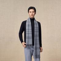 鄂尔多斯 ERDOS 1980 25秋冬纯羊绒水纹格围巾