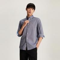 TOMMY HILFIGER TommyHilfiger男莱赛尔混纺千鸟格小绣标尖角扣商务休闲衬衫