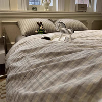 无印良品高级感床上四件套全棉纯棉双人被套床单轻奢床品三件套