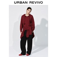 UR2026春季女装潮流飞马绳结挂饰插袋弯刀裤UYV660003 黑色 M