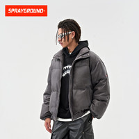SPRAYGROUND鲨鱼嘴麂皮绒羽绒服男2025冬季白鸭绒加厚美式复古羽绒外套 深灰色 M