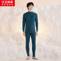 红豆居家 红豆情侣半高领棉毛衫秋冬季保暖内衣套装 男款墨蓝 L 170/95