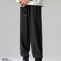 移动端：回力 裤子男款加绒休闲裤工装裤宽松纯棉运动长裤秋冬款男士直筒裤