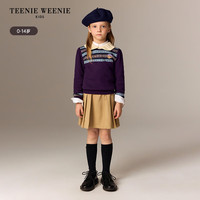 Teenie Weenie Kids小熊童装25年秋冬女童宝宝翻领费尔岛毛衣 紫色 140 cm