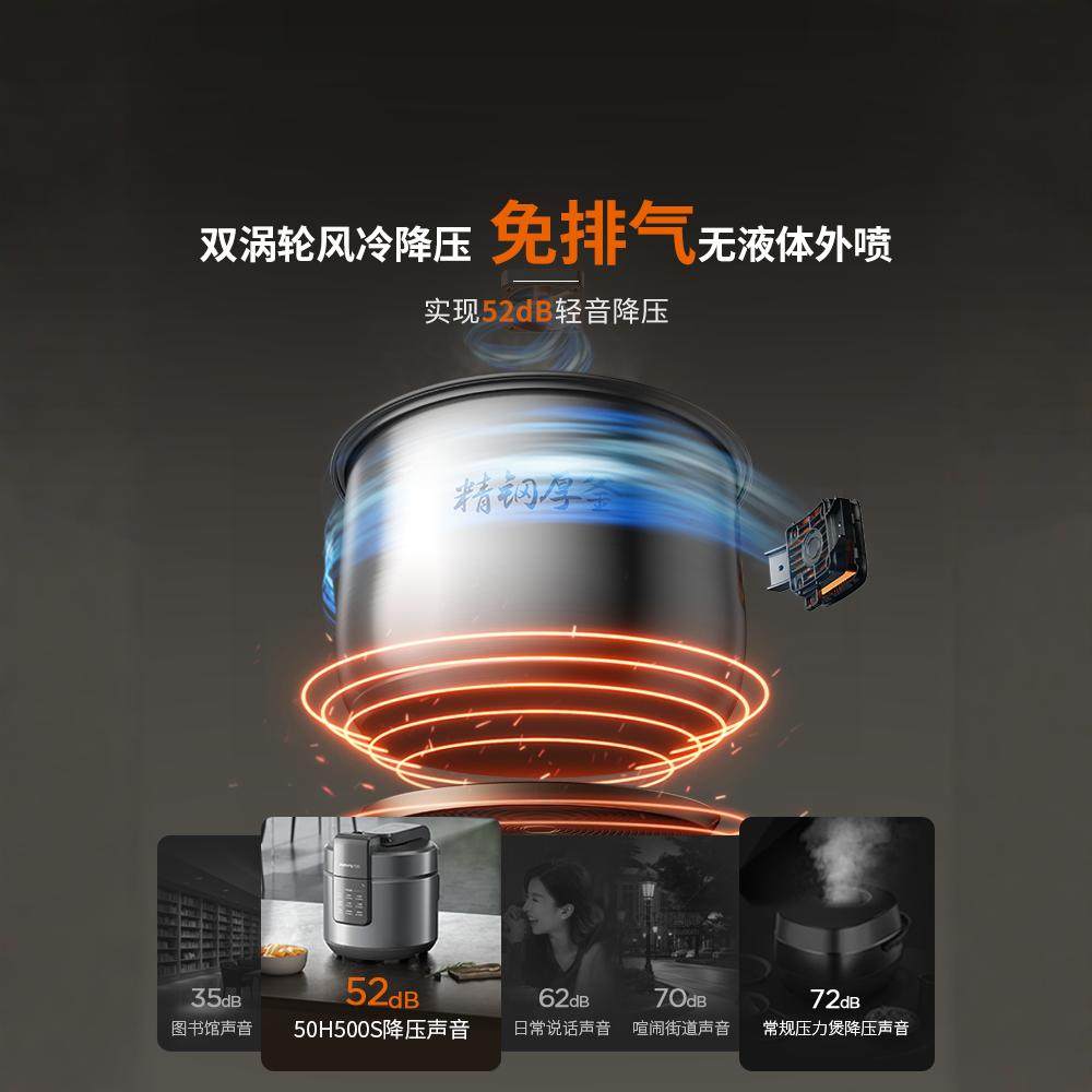  Joyoung/九阳 Y-50H500S 智能 电压力锅 不锈钢双胆  远航灰【5L容量】 5L，5L