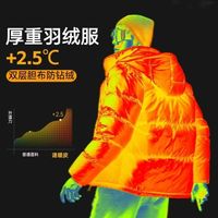 升级】厚鸭绒服防寒户外岩云防风连帽加厚鸭绒服保暖羽绒外套