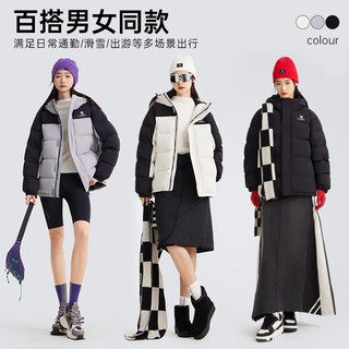 骆驼羽绒服女2024秋冬休闲加厚面包服连帽拼色保暖外套装 XL