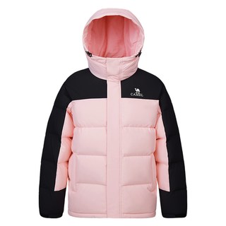 骆驼羽绒服女2024秋冬休闲加厚面包服连帽拼色保暖外套装 M