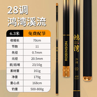 Robinson 鲁滨逊 28调超轻便携 6.3m 时尚黑金+前两节 溪流竿