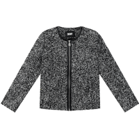 DKNY 【羊毛混纺】质感圈圈毛正肩箱型拉链女式外套2025秋冬大衣女