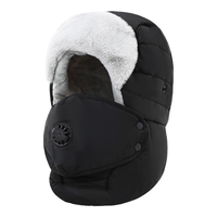 森马雷锋帽子冬季男士户外骑行加绒加厚防风防寒保暖棉帽子女秋 黑色【无目镜】