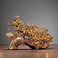 南啵丸 八骏马摆件客厅玄关酒柜桌面中式装饰品办公桌生肖马摆设礼物