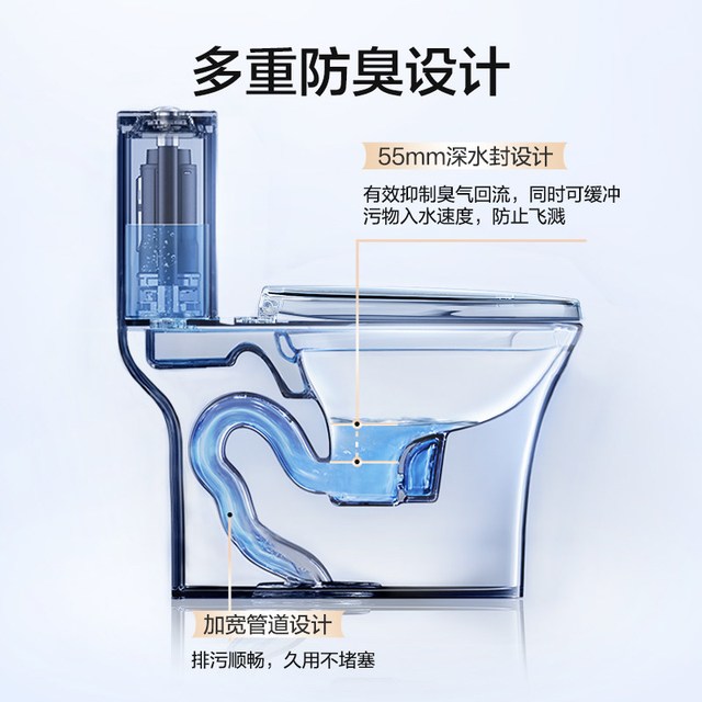 恒洁 马桶家用防臭节水小户型抑菌大冲力坐便器