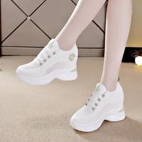 时岛 女士内增高小白鞋 厚底休闲帆布鞋