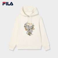 FILA 官方女子连帽卫衣2025春新款休闲舒适花朵刺绣针织上衣