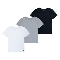 移动专享、移动端：RALPH LAUREN POLO RALPH LAUREN 适合大童 男性 时尚T恤 多件装T恤背心 圆领 短袖 标准版型 BlackGrey 3-pack X-Large