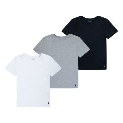 RALPH LAUREN POLO RALPH LAUREN 适合大童 男性 时尚T恤 多件装T恤背心 圆领 短袖 标准版型 BlackGrey 3-pack X-Large