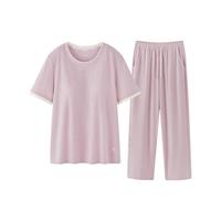 松山棉店 薄荷曼波罗纹家居服套装短袖三件套吊带睡衣女春秋凉感夏