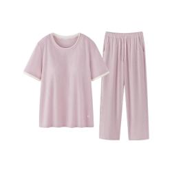 松山棉店 薄荷曼波罗纹家居服套装 3件套 麻灰色 L