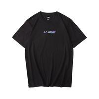 李宁（LI-NING） 李宁T恤男短袖夏季轻简派2宽松休闲短袖t恤运动文化衫 黑色(纯棉肤) M/170
