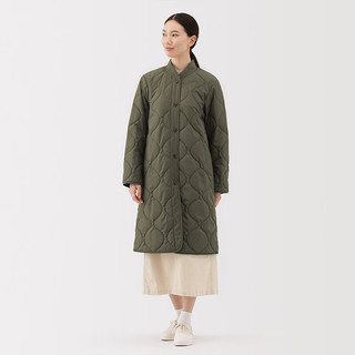 無印良品 MUJI女式 蓬松棉服绗缝大衣 外套女款女装棉衣25年冬季 BD10MA5A 卡其绿 M (160/84A)