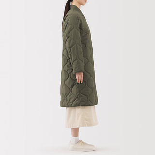 無印良品 MUJI女式 蓬松棉服绗缝大衣 外套女款女装棉衣25年冬季 BD10MA5A 卡其绿 M (160/84A)