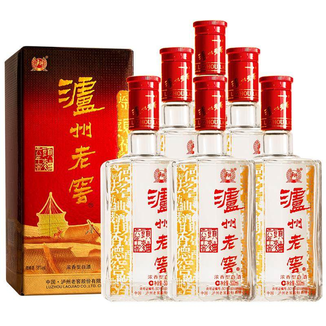 泸州老窖 六年窖头曲 38%vol 浓香型白酒 500ml*6瓶