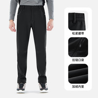 探拓 休闲裤男软壳裤2024秋冬加绒加厚保暖防风长裤户外登山裤子女 黑色 L