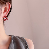 花饰庄园 甜美不对称方形耳钉女小众设计感C形爱心感时尚气质耳环耳饰 不对称C形耳环F-258