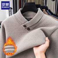 罗蒙(ROMON)仿雪貂绒加绒毛衣男2025冬季新款保暖男士针织打底衫男装上衣 灰色 XL (建议体重135-150斤)