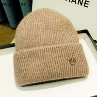 FOURDATRY 秋冬季毛线帽子女新款加绒加厚防寒百搭冷帽