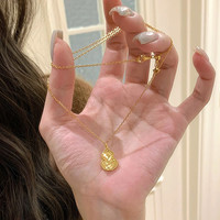 花饰庄园 碎冰冰葫芦项链女古法爆闪金色福禄双收双面佩戴锁骨链 碎冰冰葫芦项链-金色K037