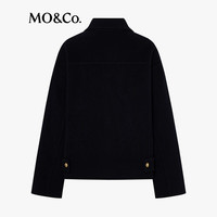 MO&Co.毛呢外套2025冬含羊驼毛精纺双面呢短款T型黑色MBE4COT016 蓝黑色 S /160