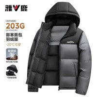 雅鹿【高充绒量203G】短款撞色羽绒服男士2025冬季新款面包服加厚外套 灰色 XL /180【推荐135-150斤】