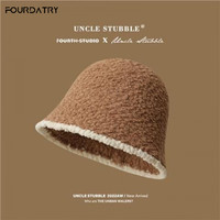 FOURDATRY 黑色渔夫帽女ins针织盆帽秋冬季日系百搭显脸