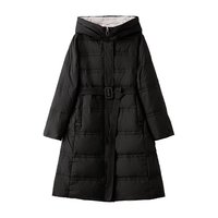 90%绒装中老年女装羽绒连帽中长款羽绒服
