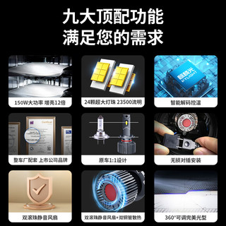 麒麟光150W汽车LED大灯D2H远近一体超亮双光聚激光改装透镜大灯总成