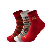 安踏好事发生运动袜三双礼盒装男女款马年本命年红色中筒袜子 【3双】浓郁红/奶白色/浓郁红-1 大码（43码以上）