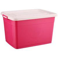 巧能 轻收系列 带滑轮收纳箱 100L 玫红笑脸