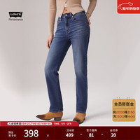Levi's 冬暖系列女士724高腰修身直筒美式休闲牛仔裤 中蓝色 27 (30)